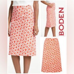 Boden‎ Red and White Midi Pencil Skirt 6